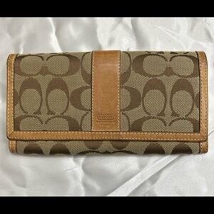 Coach Tan and Brown Signature Wallet
